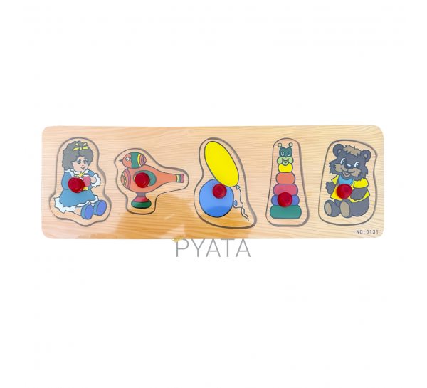 Детская развивающая деревянная игрушка Рамка-вкладыш D131 5 фигурок (NI)