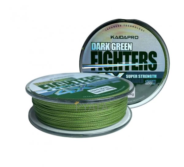 Плетена волосінь Kaidapro Fighters 4X 100м, 26.52 кг, 0,33 мм Dark green