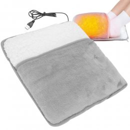Мягкая плюшевая электрическая грелка Feet Warmer для ног с питанием от USB до 60°С (30×30см) (626)