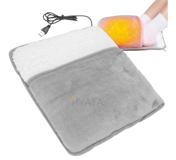 Мягкая плюшевая электрическая грелка Feet Warmer для ног с питанием от USB до 60°С (30×30см) (626)