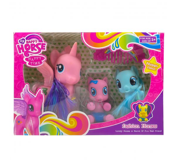 Детский набор игрушек единороги с расческой в комплекте My happy horse EN71-6P/L-A17 3+ (AHMD)