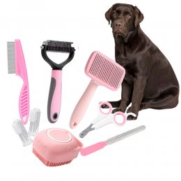 Набір інструментів для догляду за тваринами, стрижки та грумінгу, Рожевий (626)