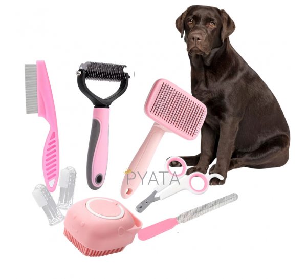 Набір інструментів для догляду за тваринами, стрижки та грумінгу, Рожевий (626)