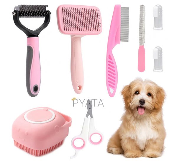 Набор инструментов по уходу за животными, стрижки и груминга, Розовый (626/VEN-1211-C8)