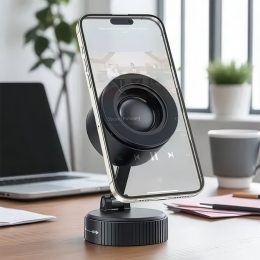 Магнитный держатель для гаджетов со встроенной Bluetooth колонкой на механической присоске A01 (259)