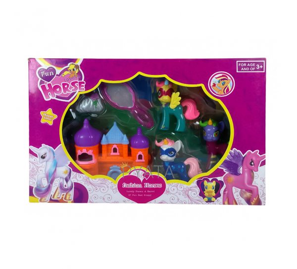 Детский набор игрушек с единорогами, замком и аксессуарами «Fun lovely horse» (AHMD)