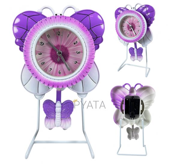Дитячий настільний годинник на каркасі у формі метелика LM77-7301, Бузковий (AHMD)