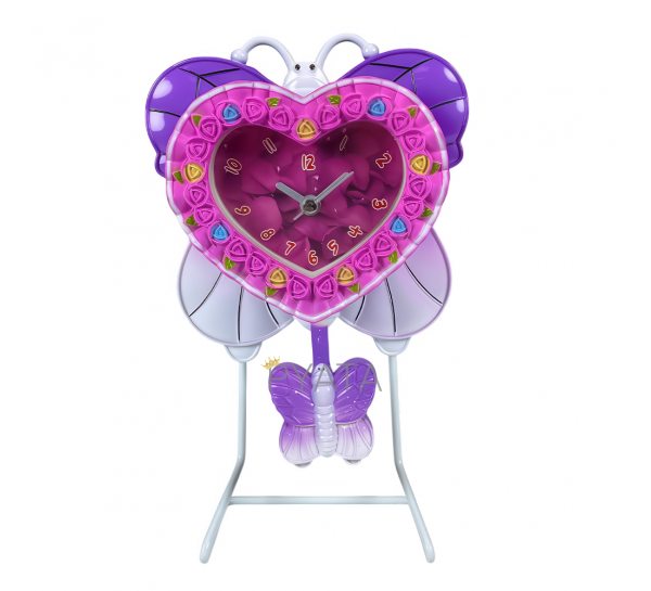 Дитячий настільний годинник на каркасі у формі метелика Clock LM77-7300 Рожевий (AHMD)