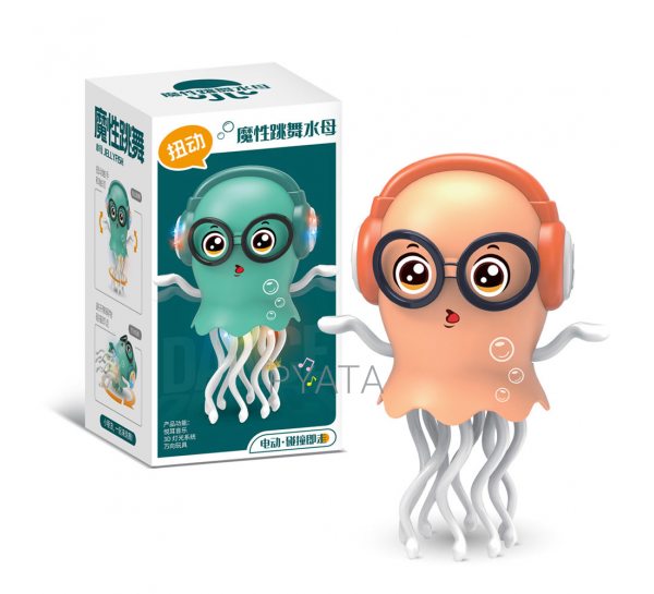 Танцююча іграшка медуза-робот з музикою й підсвіткою YIWU JellyFish Twist 712799, Помаранчевий (OX)