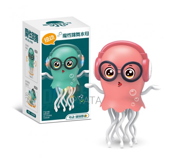 Танцююча іграшка медуза-робот з музикою й підсвіткою YIWU JellyFish Twist 712799, Рожевий (OX)