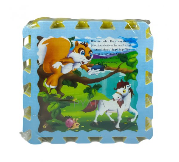 Дитячий м'який паралоновий коврик-пазл EVA Герої мультфільмів 8 пазлів 31,5 х 31,5 х 1 см Блакитний (12)