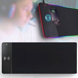 Ігровий килимок 79х30 см для миші з RGB підсвічуванням та бездротовою зарядкою 5W/15W (626)