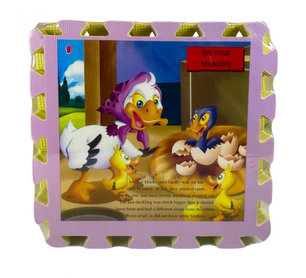 Дитячий м'який паралоновий коврик-пазл EVA Герої мультфільмів 8 пазлів 31,5 х 31,5 х 1 см Бузковий (12)