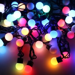 Світлодіодна гірлянда «Нитка Кульки» 80 LED, 8 метрів, мультиколір, чорний кабель (12)