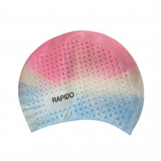 Силиконовая шапочка для плавания Bubble Cap Взрослая, Розовый-Белый-Голубой (12)