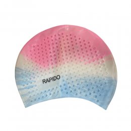 Силіконова шапочка для плавання Bubble Cap Доросла, Рожевий-Білий-Блакитний (12)