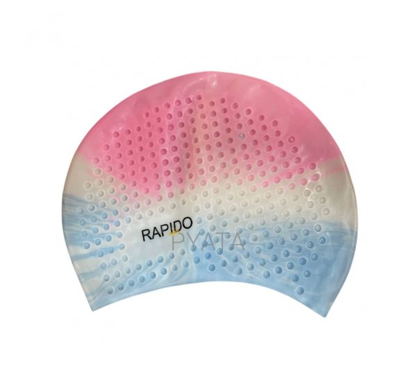 Силіконова шапочка для плавання Bubble Cap Доросла, Рожевий-Білий-Блакитний (12)