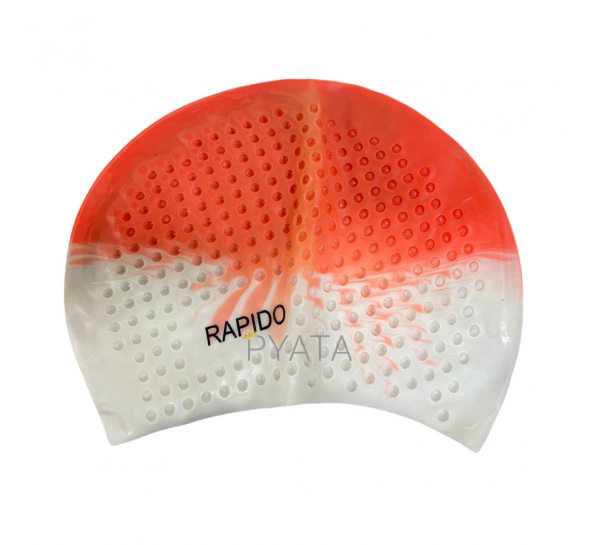 Силіконова шапочка для плавання Bubble Cap Доросла, Помаранчево-білий (12)