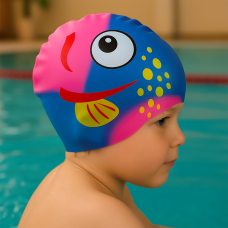 Детская силиконовая шапочка для плавания Синий-розовый (12)