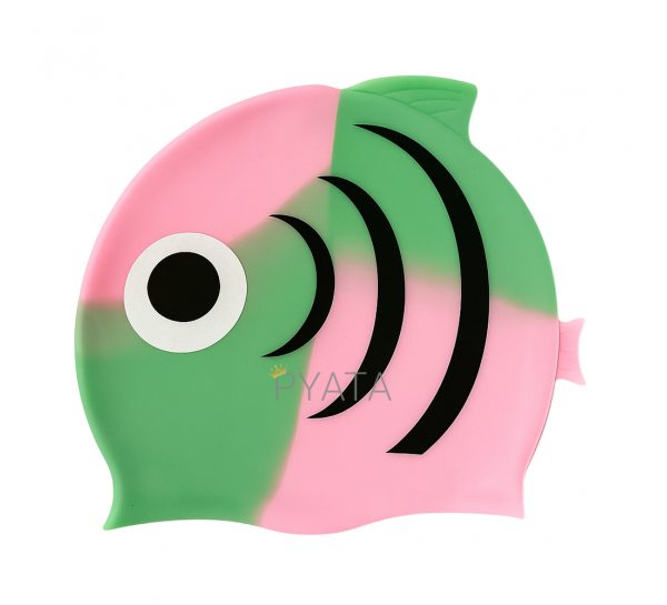 Детская силиконовая шапочка для плавания Зелено-розовый (12)