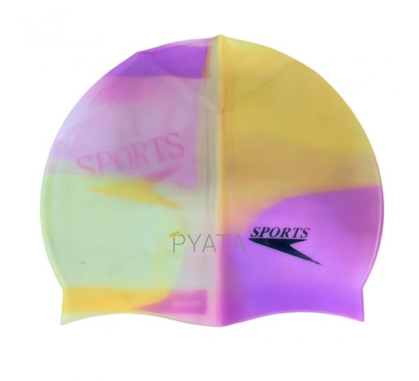 Детская силиконовая шапочка для плавания Sports Сиренево-желтая (12)