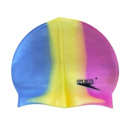 Детская силиконовая шапочка для плавания Sports Голубой-желтый-сиреневый (12)
