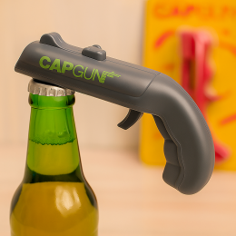 Відкривачка-пістолет для пляшок з контейнером під кришки Cap Gun Opener Сірий