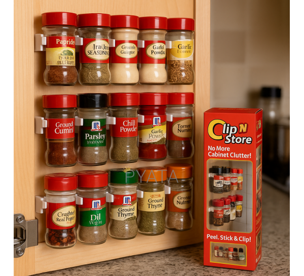 Органайзер настенный для баночек c специями и соусами Clip N Store на 20 баночек