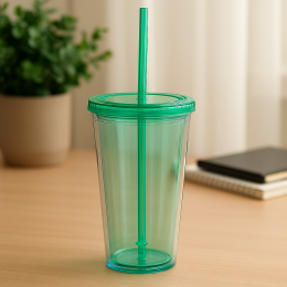 Пластиковая чашка для воды с трубочкой и крышкой 1л