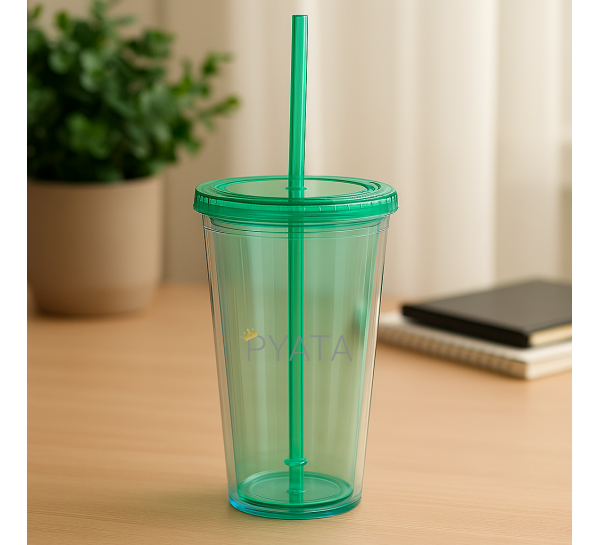 Пластиковая чашка для воды с трубочкой и крышкой 1л