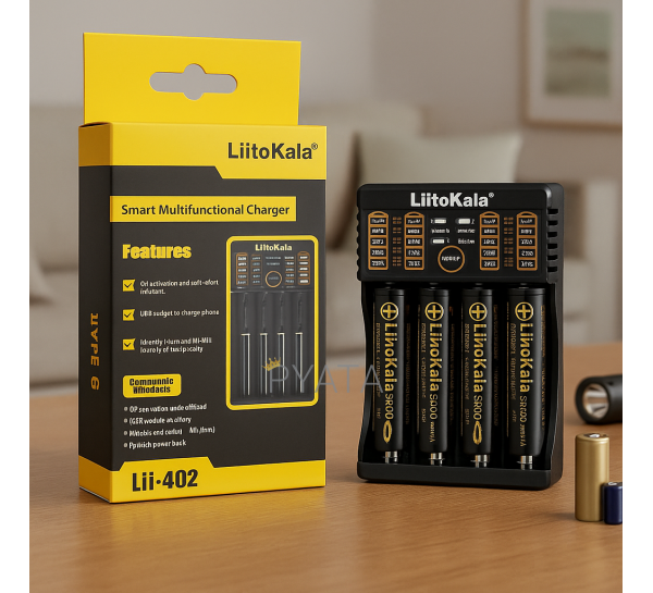 Зарядное устройство для зарядки четырех батареек LiitoKala Lii-402 battery charger TYPE-C (AX)