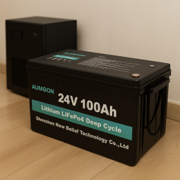 Литий-железо-фосфатный аккумулятор AUMOON LiFePO4 25,6V-100Ah (2,56 КВт) BMS, Bluetoouth, для ИБП (OX)
