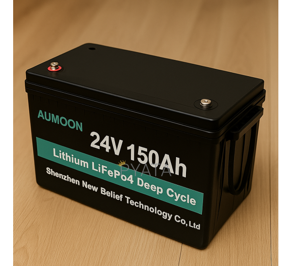 Літій-залізо-фосфатний акумулятор AUMOON LiFePO4 25,6V-150Ah (3,84 КВт) BMS, Bluetoouth, для ДБЖ (OX)