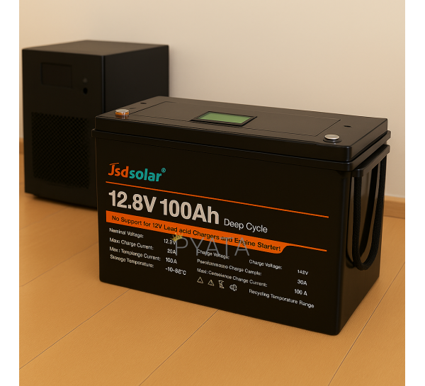 Аккумулятор Jsdsolar J12100 LiFePO4 12,8V-100Ah 1,28 КВт BMS с экраном Bluetoouth (OX)