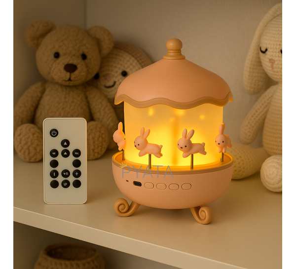 Музыкальный LED проектор-ночник с Bluetooth и пультом управления «Карусель зайчиков» WH-E11-02 (259)