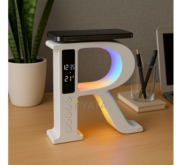 Настольная лампа-ночник с беспроводной зарядкой для телефона RGB R69 (527)