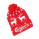 Святкова різдвяна креативна шапка 12089 подвійне в'язання з помпоном