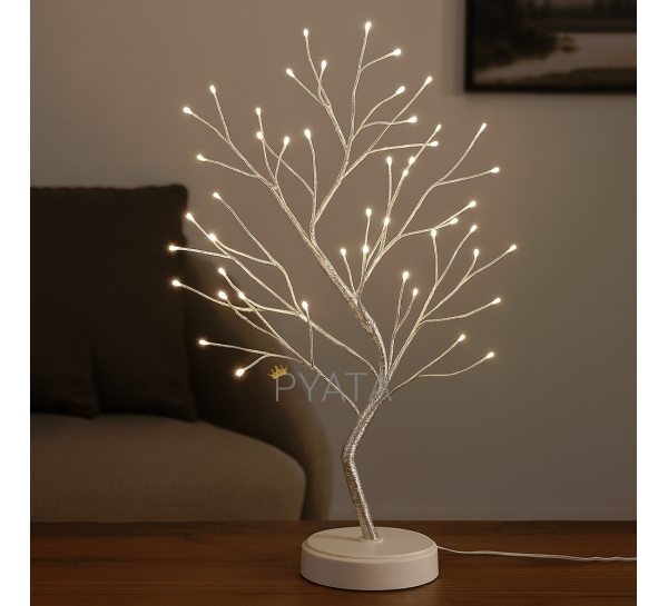 Світлодіодна настільна гірлянда біле дерево "Бансай" 60 см 108 діодів 12В/3хАА Білий (4389)
