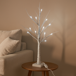 Світлодіодна настільна гірлянда біле дерево "Берізка" 60 см 24 діода 220В Біле світіння (4389)