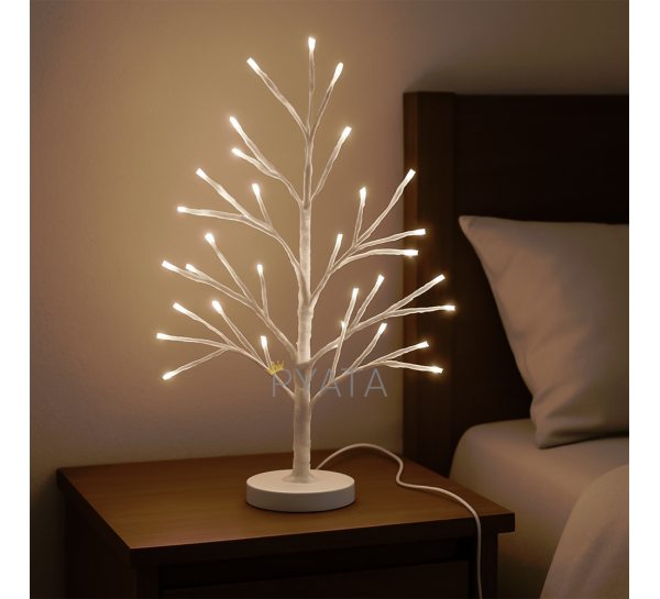 Светодиодная настольная гирлянда «Белое дерево» 60 см 80 диодов 220В Белое свечение (4389)