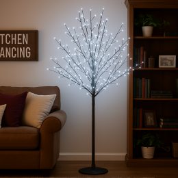 Світлодіодне декоративне дерево-гірлянда (чорний стовб та гілки) "Феєрверк" 180 см 750 ламп 220В Білий (4389)