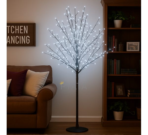 Світлодіодне декоративне дерево-гірлянда (чорний стовб та гілки) "Феєрверк" 180 см 750 ламп 220В Білий (4389)