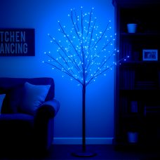 Світлодіодне декоративне дерево-гірлянда (чорний стовб та гілки) "Феєрверк" 120 см 300 ламп 220В Синій (4389)