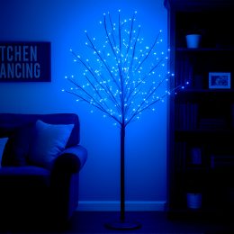 Светлодіодне декоративное дерево-гирлянда (чорний стовб та гілки) "Феєверк" 120 см 300 ламп 220В Синий (4389)