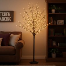 Світлодіодне декоративне дерево-гірлянда (чорний стовб та гілки) "Феєрверк" 180 см 750 ламп 220В Теплий білий (4389)