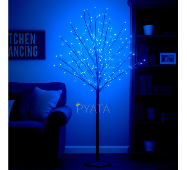 Світлодіодне декоративне дерево-гірлянда (чорний стовб та гілки) "Феєрверк" 180 см 750 ламп 220В Синій (4389)