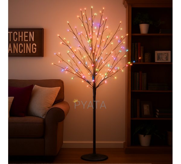 Світлодіодне декоративне дерево-гірлянда (чорний стовб та гілки) "Феєрверк" 180 см 750 ламп 220В Мультиколір (4389)