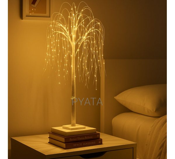 Святкове інтер'єрне декоративне дерево-гірлянда Верба 60 см 48 ламп Теплий білий (4389)