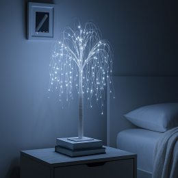 Праздничное интерьерное декоративное дерево-гирлянда Ива 60 см 48 ламп Белый (4389)