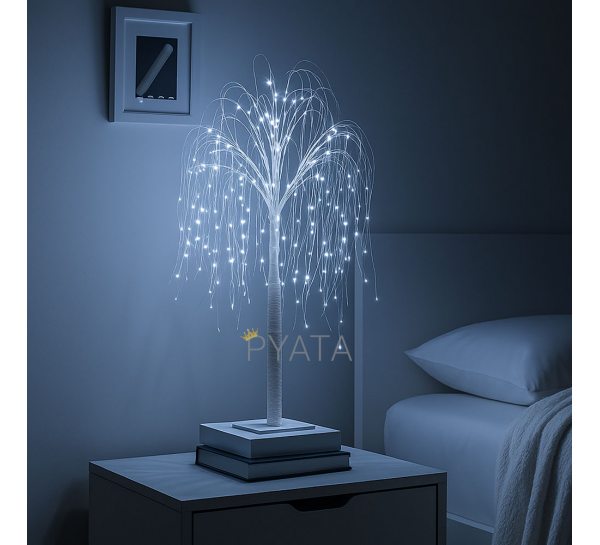 Святкове інтер'єрне декоративне дерево-гірлянда Верба 60 см 48 ламп Білий (4389)